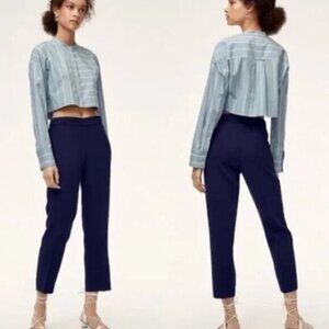 Aritzia Wilfred Darontal Pull-On‎ Cropped Crepe Pants Trousers Size 2 Navy